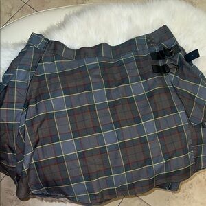 Plaid Women's Skirt with Buckle Detail